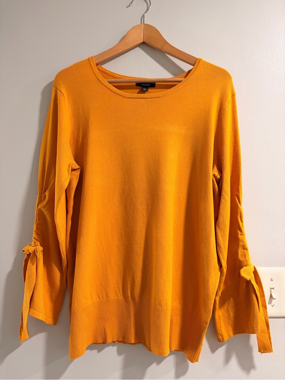 Alfani Women's Long Sleeve Tie-Sleeve Sweater - Orange